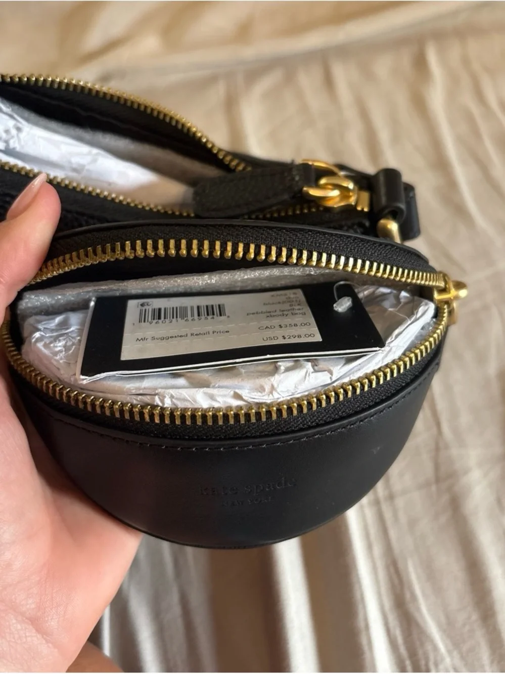 kate spade Black Pebbled Leather Crescent Shoulder Bag with Coin Pouch
